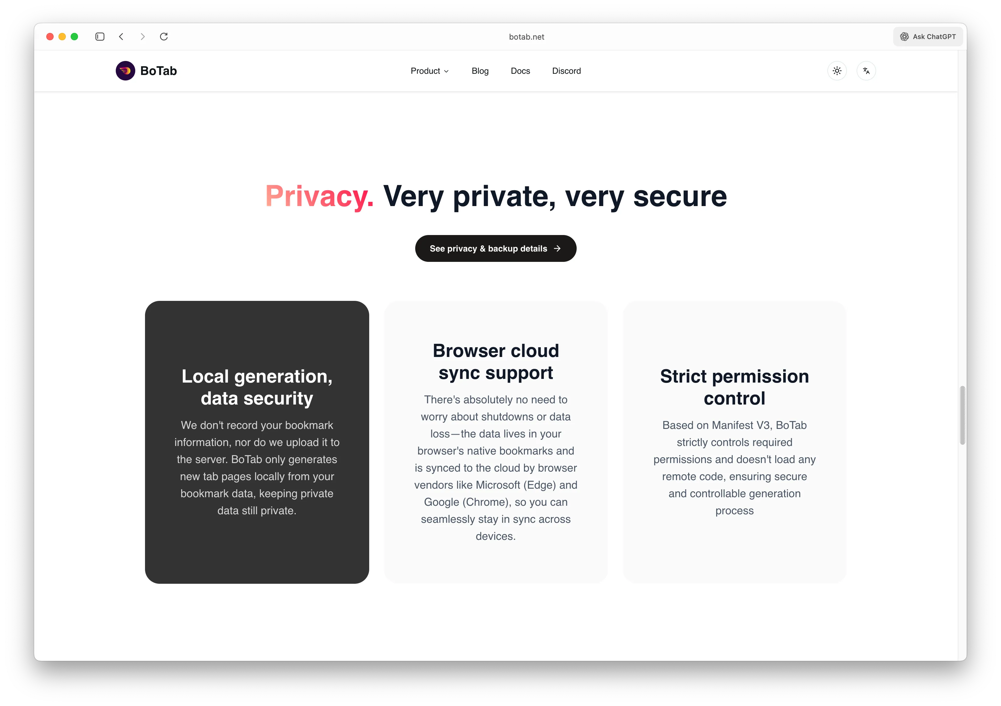Privacy Security Display Page